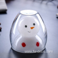 Snowman Bear Shape Double Wall Glass Drinking